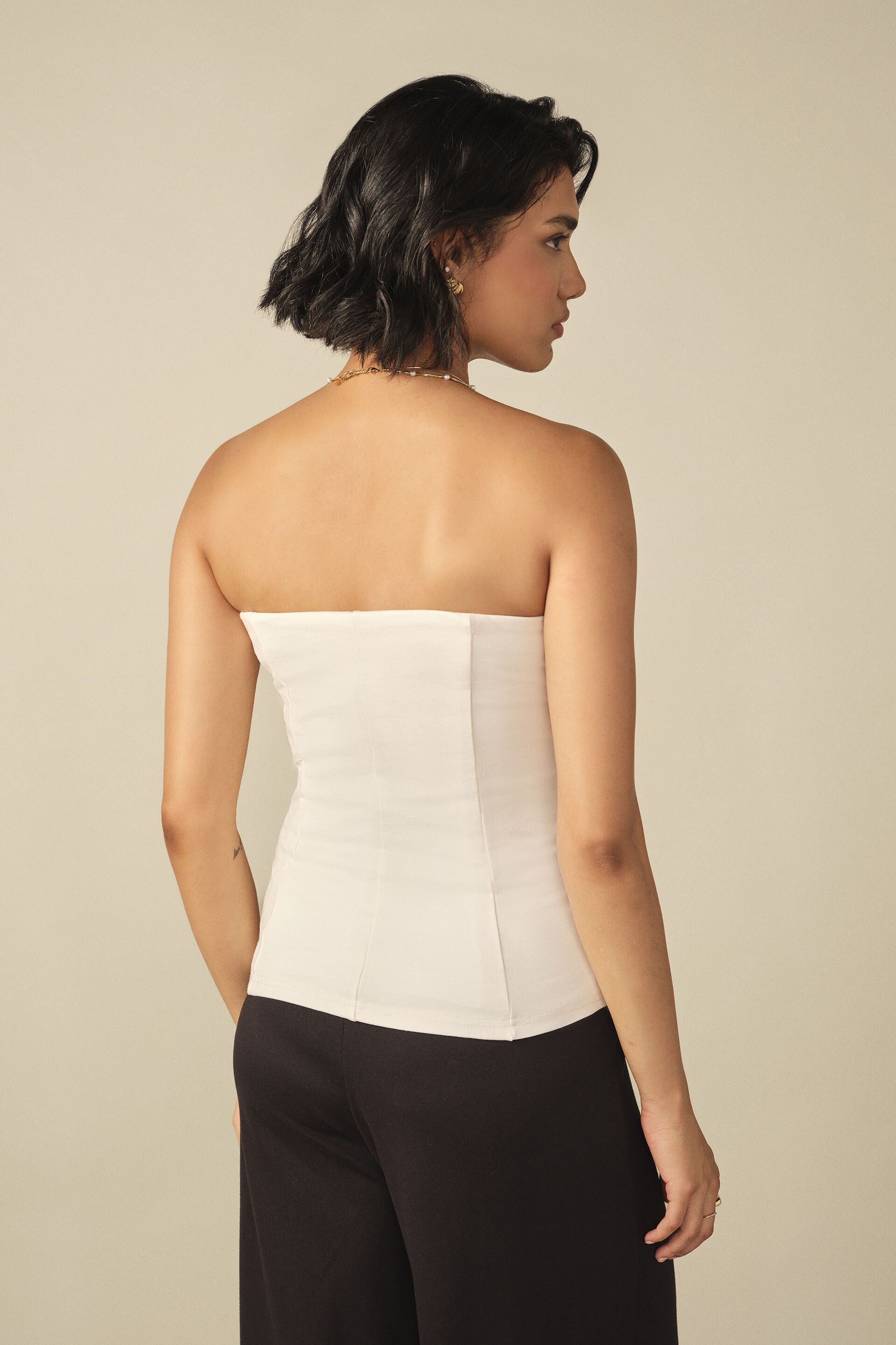 Crystal Embroidered Bandeau Top, White, image 6